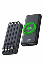 Wireless Powerbank 10000 Mah LED Ekranlı Dahili Kablolu Hızlı Şarj - Görsel 5