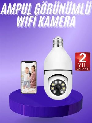 Güvenlik Kamerası Wi-Fi Özellikli 360 Derece Full Hd 1080p Ampül Kamera