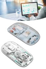 Sessiz Tıklama Çift Modlu Bluetooth Ve Alıcı Şeffaf Mouse Fare - Görsel 2