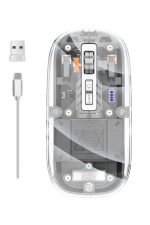 Mouse Fare Kablosuz Mouse Fare Şarjlı Bluetooth Sessiz 5 Tuşlu Şeffaf - Görsel 3