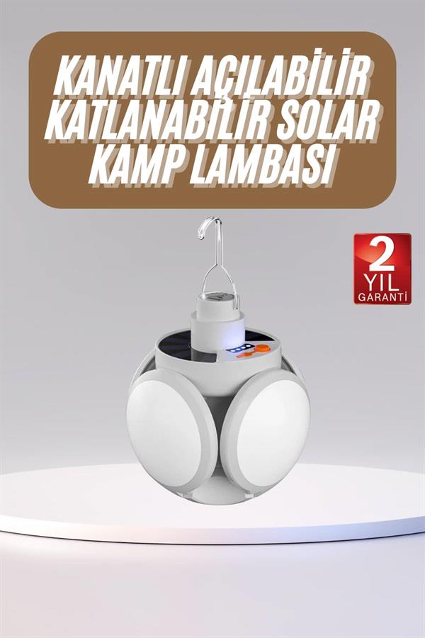 Compressed by jpeg-recompress Katlanabilir Askılı Kamp Lambası 5 Kanatlı Pratik Güneş Enerjili - Görsel 1