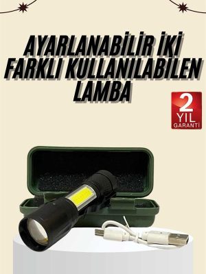 Uzun Menzilli Şarjlı El Feneri Uzun Ömürlü Led Işık Lamba