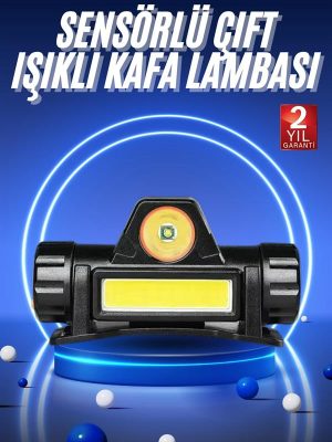Ledli Şarjlı Kafa Lambası LED Şarjlı Su Geçirmez Kafa Feneri