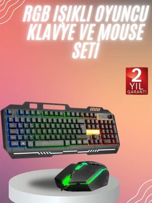 RGB Işıklı Gaming Oyuncu Klavye Q Klavye Mouse Hediyeli