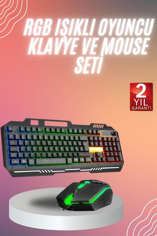 Compressed by jpeg-recompress RGB Işıklı Gaming Oyuncu Klavye Q Klavye Mouse Hediyeli - Görsel 1