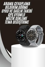 Akıllı Saat Bluetooth Bağlantılı Yuvarlak Ekran Plastik Kordonlu - Görsel 5