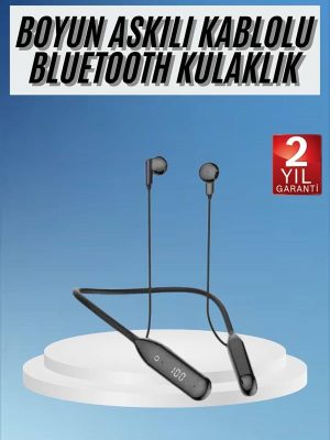 Boyun Bantlı Kablolu Yüksek Ses Kaliteli Bluetooth Kulaklık Uzun Pil Ömrü