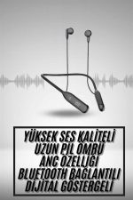 100 Saat Kablolu Boyun Askılı Dijital Göstergeli Bluetooth Kulaklık - Görsel 5