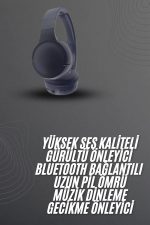 Kablosuz Bluetooth Kulaklık Kulak Üstü Ayarlanabilir Uzun Ömürlü - Görsel 5