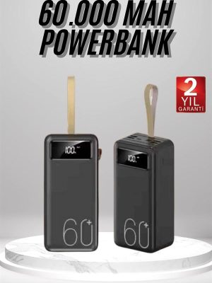 Powerbank 60.000 Mah Taşınabilir Şarj Hızlı El Fenerli Dijital Göstergeli