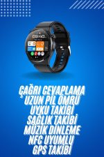 Amoled Ekran Metal Deri Silikon Kordonlu Uyku ve Sağlık Takibi - Görsel 5