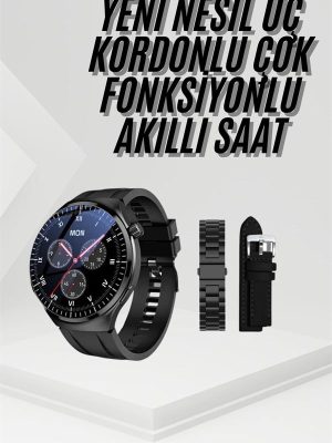 Amoled Ekran Metal Deri Silikon Kordonlu Uyku ve Sağlık Takibi