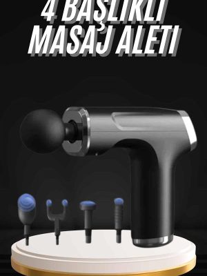Şarjlı Masaj Tabancası 4 Başlıklı Mini Masaj Tabancası ve Masaj Aleti