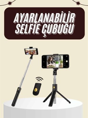 Cep Telefonu Tripod Standı Manyetik Selfie Sopa Bluetooth Uzaktan Kumandalı