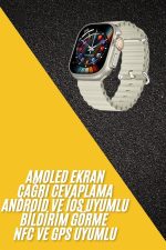 Akıllı Saat Kol Saati Android ve İOS Uyumlu Nabız Ölçer Sesli Asistan - Görsel 5