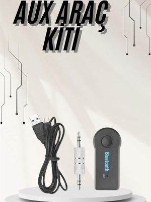 Yeni Nesil Bluetooth Aux Araç Kiti Siyah TV Tablet Telefon Araç Araba