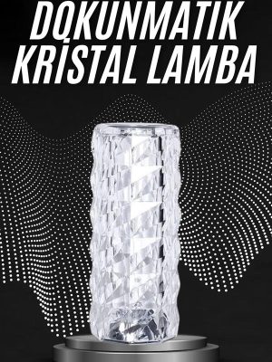 Kristal Lamba Masa Lambası Şarjlı Masa Lambası Dokunmatik Sensör Usb Şarjlı