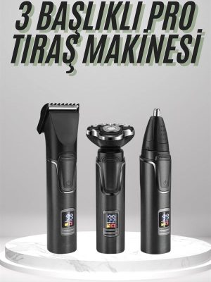 Dijital Göstergeli 3 Başlıklı Tıraş Makinesi Islak Kuru Lazer Öncesi Günlük