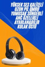 Wireless 5.0 Bluetooth Kablosuz Kulaklık ANC Özellikli Kulak Üstü Ayarlanabilir - Görsel 5