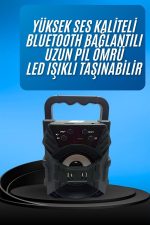 Işıklı Bluetooth Hoparlör Ses Bombası Taşınabilir Yüksek Ses Kaliteli Radyo Özelliği - Görsel 5