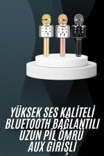Karaoke Mikrofon Bluetooth Bağlantılı Aux Girişli Uzun Pil Ömrü Yüksek Ses Kaliteli - Görsel 5