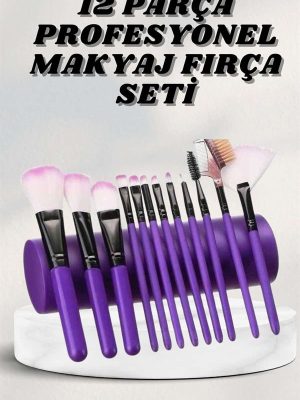 Makyaj Fırçası 12 Parça Set Yumuşak Uçlu Göz Makyajına Uygun Hafif ve Taşınabilir Çanta