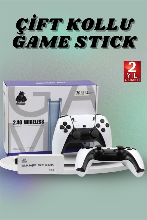 Compressed by jpeg-recompress Çift Oyun Kollu 4K HD Ekran Nostaljik 20.000 Oyunlu Beyaz Game Stick - Görsel 1