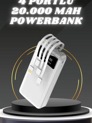 Powerbank Şarj Cihazı 4 Çıkışlı 20.000 MAH Powerbank Kompakt Yüksek Kapasiteli Hızlı Şarj
