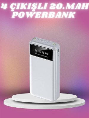 4 Çıkışlı 20.000 MAH Powerbank Taşınabilir Çoklu Giriş