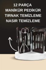 Elektrikli Manikür Pedikür Seti İkili Set 12 Parça Tırnak Bakımı Törpü Protez Çıkarma - Görsel 5