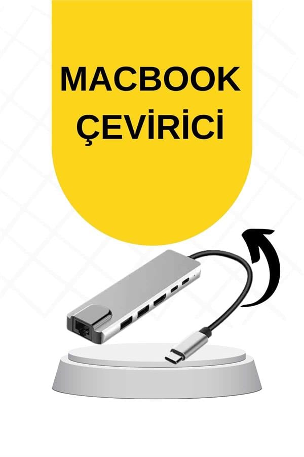 1213459_macbook-proair-uyumlu-usb-type-c-8-in-25b978.jpg Macbook Pro/air Uyumlu USB Type-C 8 In 1 Hub Dönüştürücü Çevirici Çoklayıcı USB Hdmı Micro Sd 8 Girişli - Görsel 1