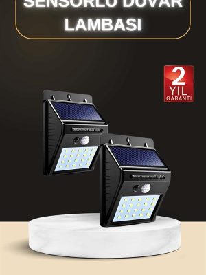 Bahçe Aydınlatma Sensörlü Güneş Enerjili Duvar Lambası 40 Led Işık