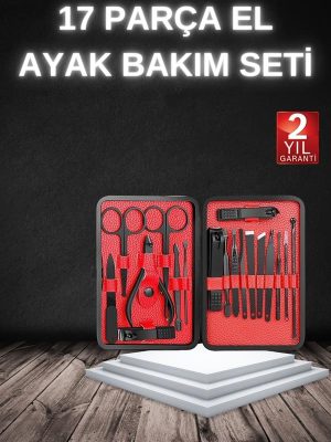 17 Parça Manikür Seti Taşınabilir Özel Çantalı El ve Ayak Bakımı Tırnak Batığı Temizleme