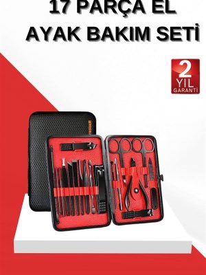 17 Parça Manikür Seti El ve Ayak Bakımı Törpü Cımbız Tırnak Temizleme