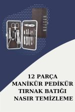 12 Parça Paslanmaz Çelik Kompakt ve Taşınabilir Manikür Makası Tırnak Makası - Görsel 5
