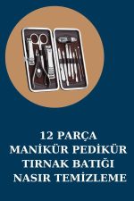 12 Parça Manikür Pedikür Seti Özel Deri Çanta El Ayak Bakımı Akne ve Sivilce Temizleme - Görsel 5