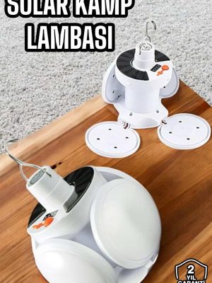 Kamp Lambası Işıldak Beyaz Işık Güneş Enerjili Solar Aydınlatma 5 Kanatlı Katlanabilir