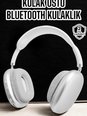 P9 Plus Kablosuz Kulak Üstü Bluetooth Kulaklık Beyaz Yüksek Ses Kaliteli