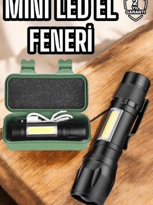 Şarjlı Metal Zoomlu El Feneri Işıldak Led Işık Taşınabilir El Lambası