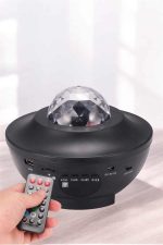 Projektör Yıldız Gece Lambası Disko Topu Bluetooth Bağlantılı Taşınabilir Şarjlı - Görsel 5