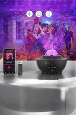 Çocuklara Özel Şarjlı Bluetooth Hoparlör Parti Led Lambası Yıldızlı Projeksiyon - Görsel 4