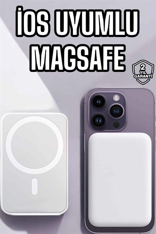 Compressed by jpeg-recompress 5000 Mah İOS Uyumlu Magsafe Kablosuz Şarj Hızlı Şarj Desteği - Görsel 1