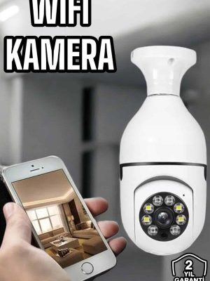 Ampul Görünümlü Güvenlik Kamerası Duylu Wifi Kamerası Dönebilen