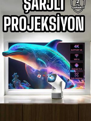Taşınabilir Sinema Oyun Projektörü Akıllı Projeksiyon Android 11