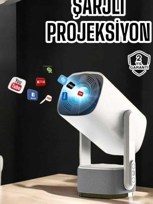 Akıllı Projeksiyon Powerbankli Taşınabilir Sinema Projektörü 4k HD Kaliteli