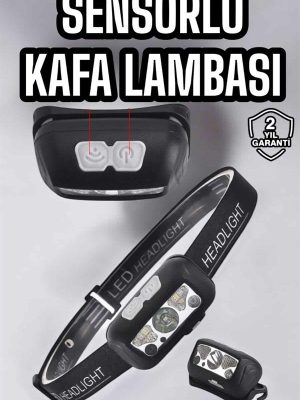 Kafa Lambası Kamp Lambası Sensörlü Şarjlı Ayarlanabilir