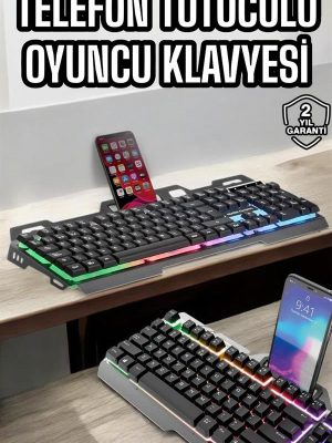 Oyuncu Klavyesi Q Klavye RGB Işıklı Mouse Hediyeli