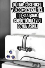Boyun Askılı Bluetooth Kulaklık Uzun Şarj Süreli Dijital Göstergeli Kablolu - Görsel 3