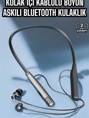 Boyun Askılı Bluetooth Kulaklık Uzun Şarj Süreli Dijital Göstergeli Kablolu