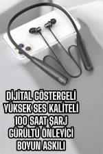 Dijital Göstergeli Kulak İçi Kablosuz Bluetooth Kulaklık Boyun Bantlı - Görsel 4